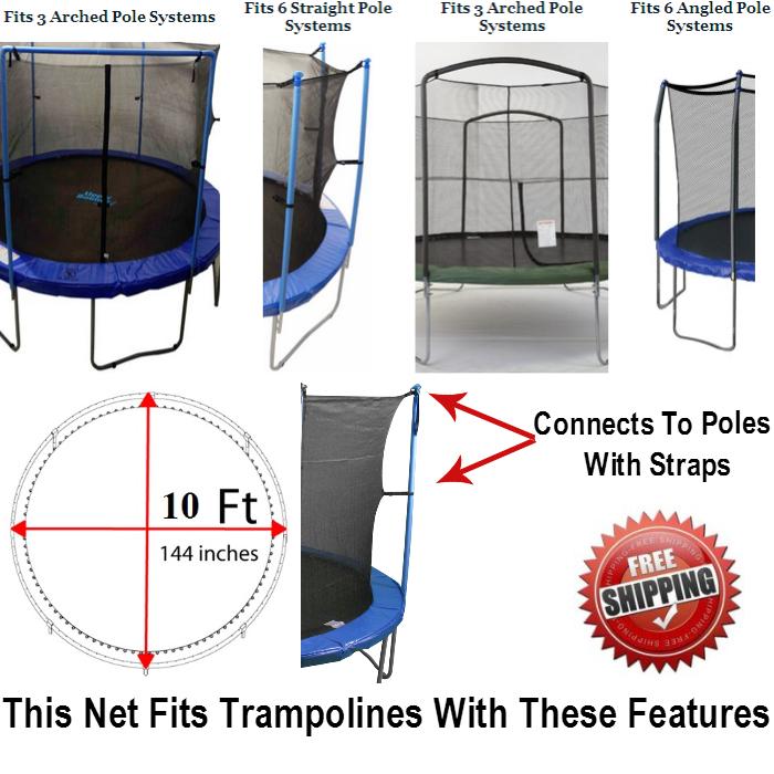 Net And Pad Combo Fits 10 Ft. Round Frames With 6 Poles Or 3 Arches - Trampoline