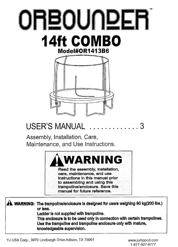 bounce pro trampoline manual