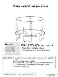 BZJP1406 and OR1414 User Manual - Trampoline