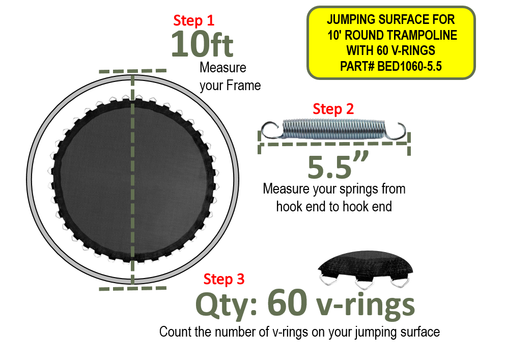 10' ft. Trampoline Jumping Mat With 60 Vrings for 5.5" Springs Just