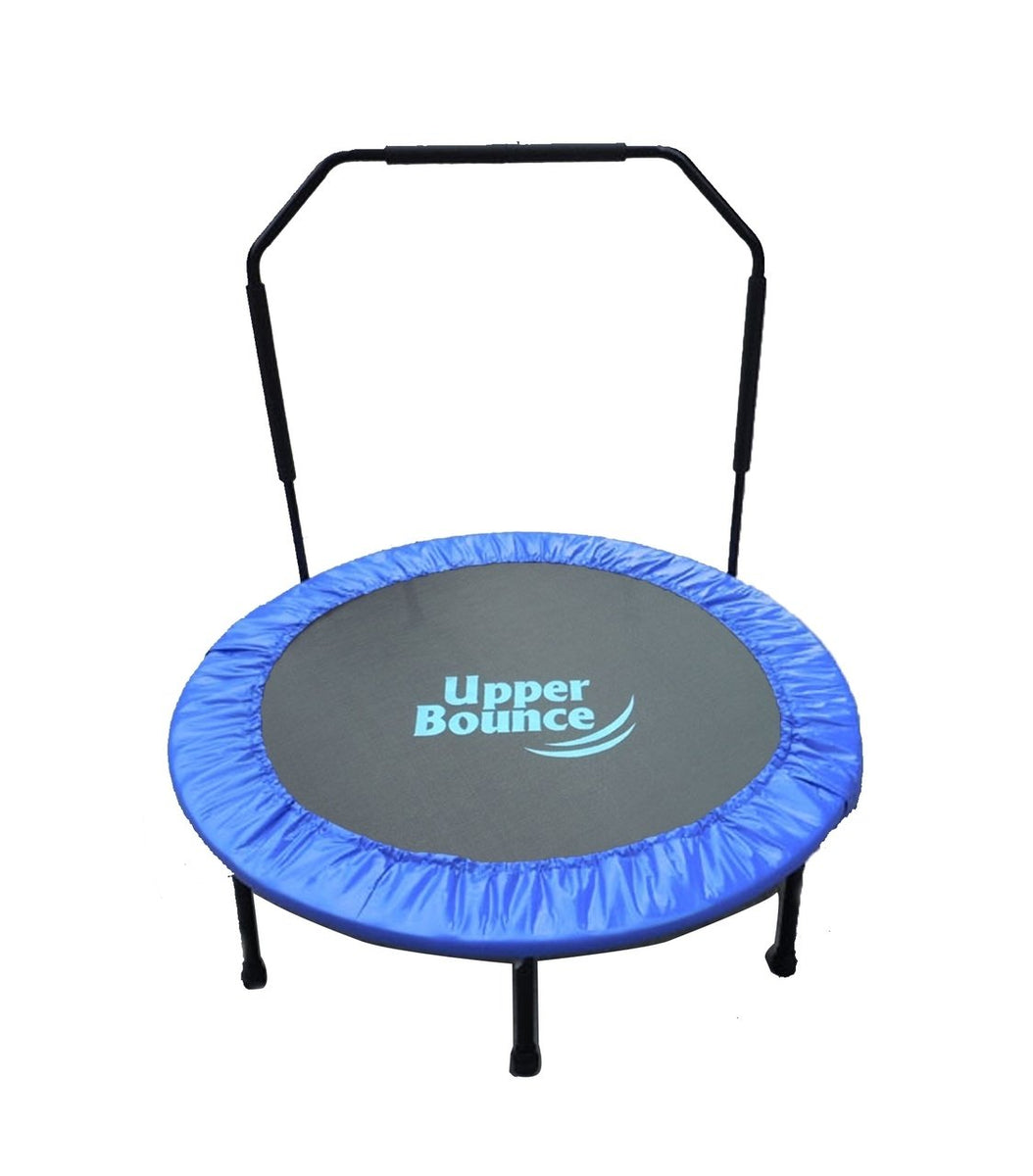 Upper Bounce 48 Mini Indoor Outdoor Foldable Trampoline with Adjustable Handrail Just Trampolines