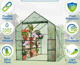 Ogrow Deluxe Walk-In Greenhouse with 2 Tiers and 12 Shelves - Green Cover