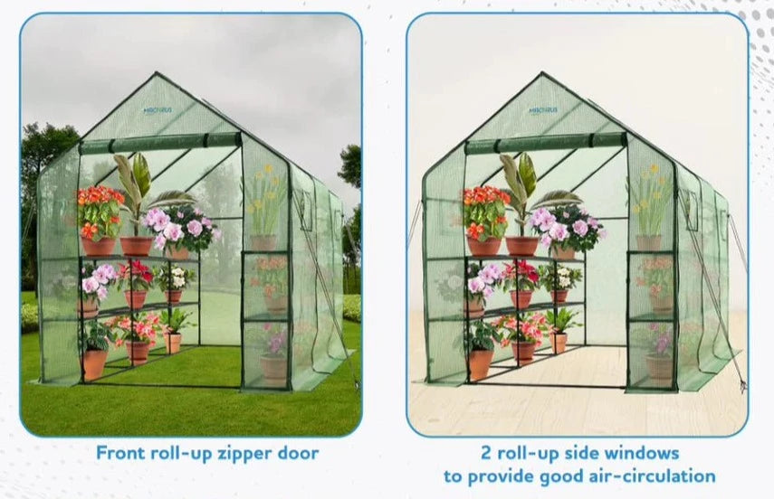 Ogrow Deluxe Walk-In Tunnel Greenhouse with White Cover