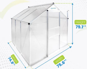 Ogrow 6 x 8 FT Walk-In Greenhouse with Sliding Door and Adjustable Roof Vent