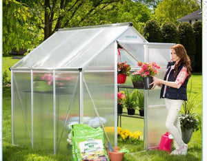 Ogrow 6 x 8 FT Walk-In Greenhouse with Sliding Door and Adjustable Roof Vent