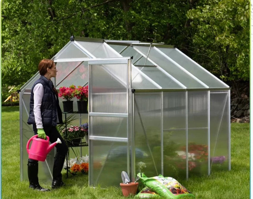 Ogrow 6 x 8 FT Walk-In Greenhouse with Sliding Door and Adjustable Roof Vent