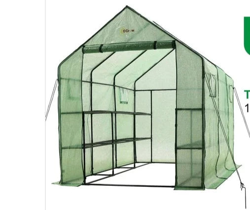 Ogrow Premium PE Greenhouse Replacement Cover for  Outdoor Walk in Greenhouse - Green - Fits Frame 117