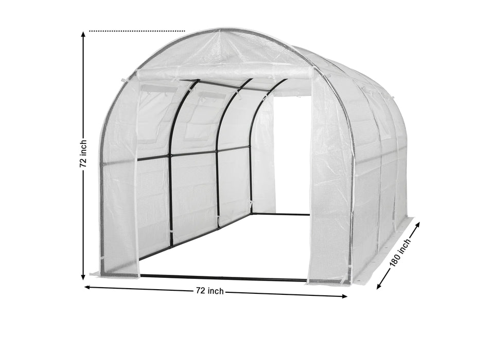 Ogrow Premium PE Greenhouse Replacement Cover for  Outdoor Walk in Tunnel Greenhouse - White - Fits Frame 180"L x 72"W x 72"H
