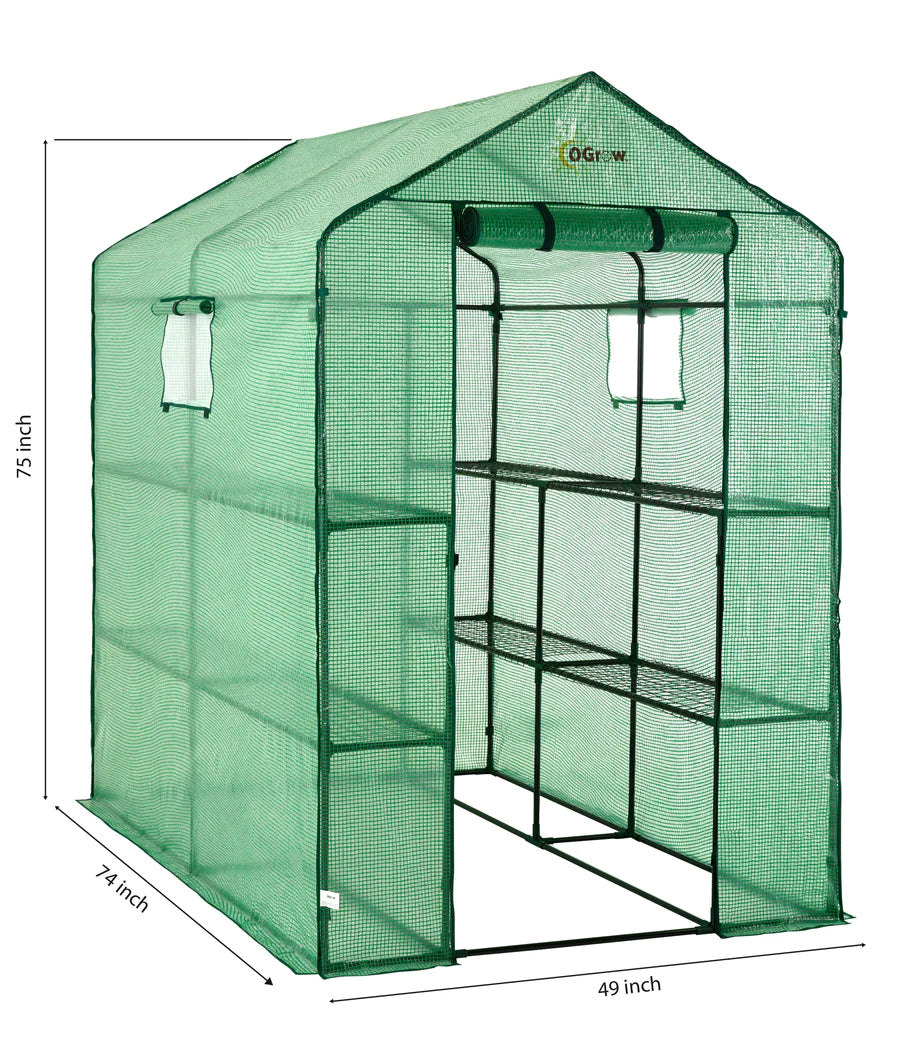 Ogrow Premium PE Greenhouse Replacement Cover for  Outdoor Walk in Greenhouse - Green - Fits Frame 98