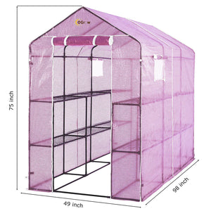 Ogrow Premium PE Greenhouse Replacement Cover for Outdoor Walk in Greenhouse - Lilac - Fits Frame 98"L x 49"W x 75"H