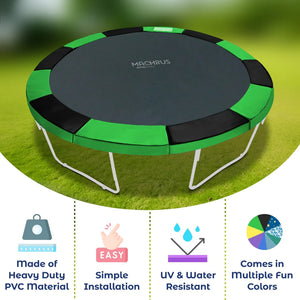 Skytric Trampoline Safety Pad - Trampoline Spring Cover - Trampoline Replacement Safety Pad for Round Trampolines Fits 11 Ft Round Trampoline Frame -Black/Green