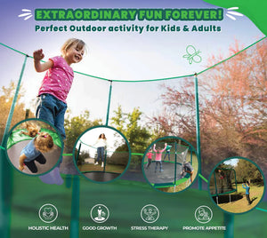 Upper Bounce 15 FT Round Trampoline Set with Safety Enclosure System – Backyard Trampoline - Outdoor Trampoline for Kids - Adults