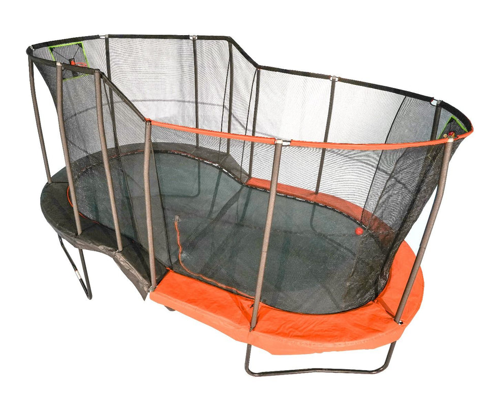Jumpking 10FT X 17FT Oval Multi Level Heavy Duty Trampoline With Toss Game And Hoop Accessory