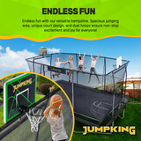 10ft X 15ft Rectangular Trampoline with hoop, Volley Ball Court, & Foot Step