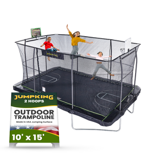 10ft X 15ft Rectangular Trampoline with hoop, Volley Ball Court, & Foot Step