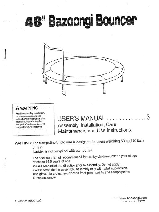 BZ4808 User Manual - Trampoline
