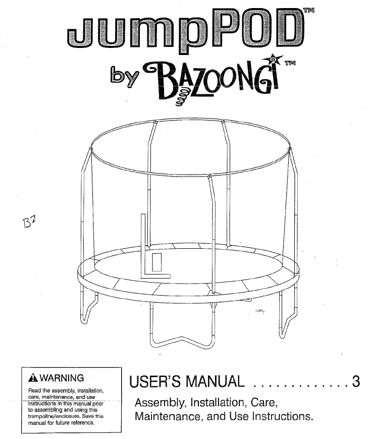 BZJP1506 User Manual - Trampoline