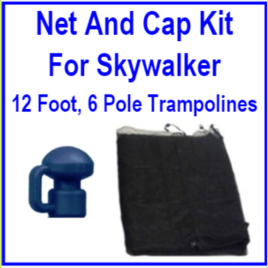 12 Ft 6 Pole Net And Pole Cap Combo Kit For Skywalker Trampolines - Trampoline