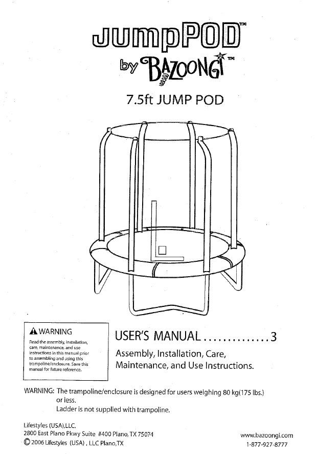 Bounce pro trampoline clearance manual