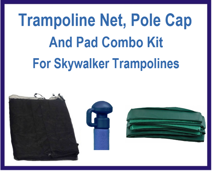 Net And Pad Combo Kit For 14 Ft 6 Pole Skywalker Trampolines-UBSW-14-6-IS-B-G
