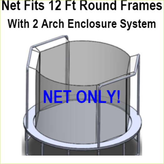 Net Fits 12 Ft. Round Frames with 2 arch enclosure systems-UBNET-12-2AP