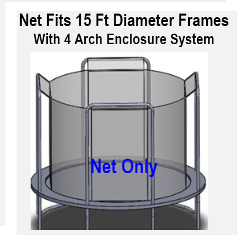 Net Fits 15 Ft. Round Frames With 4 Arch Enclosure Systems-UBNET-15-4AP