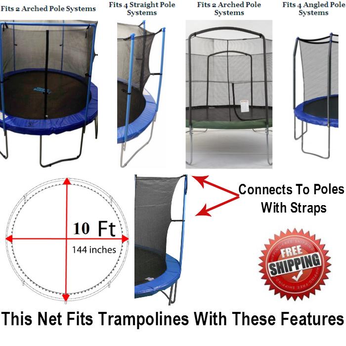 Net And Pad Combo For 10 Ft. Round Frames With 4 Poles Or 2 Arches - Trampoline