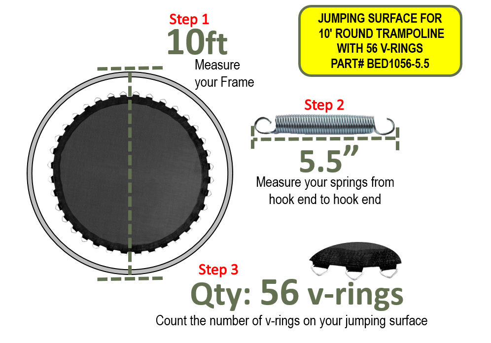 Upper Bounce 8' Trampoline Jumping Mat fits for 8 FT. Round Frames with 56  V-Rings Using 5.5 springs - Buy Today! – Just Trampolines