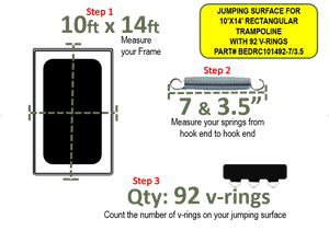 Jumping Surface For 10ftX14ft Rectangular Trampoline With 92 v-Rings For 7" Springs (84 OF 7" & 8 OF 3.5")