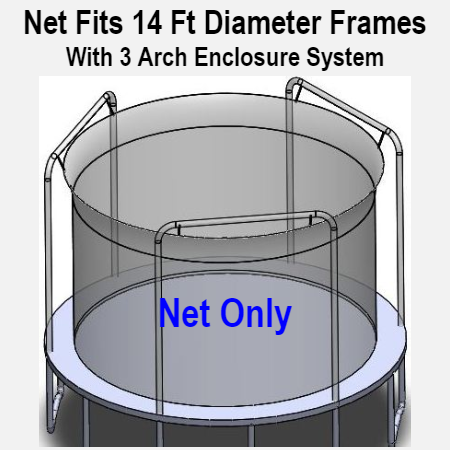 Net Fits 14 Ft. Round Frames With 3 Arch Enclosure Systems-UBNET-14-3AP