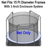 Net Fits 15 Ft. Round Frames With 3 Arch Enclosure Systems-UBNET-15-3AP