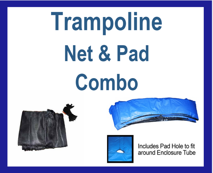 Net And Pad Combo For 12 Ft Frame With 4 Pole Top Ring Enclosure-YJNYJP-TRJP-12-4 - Trampoline